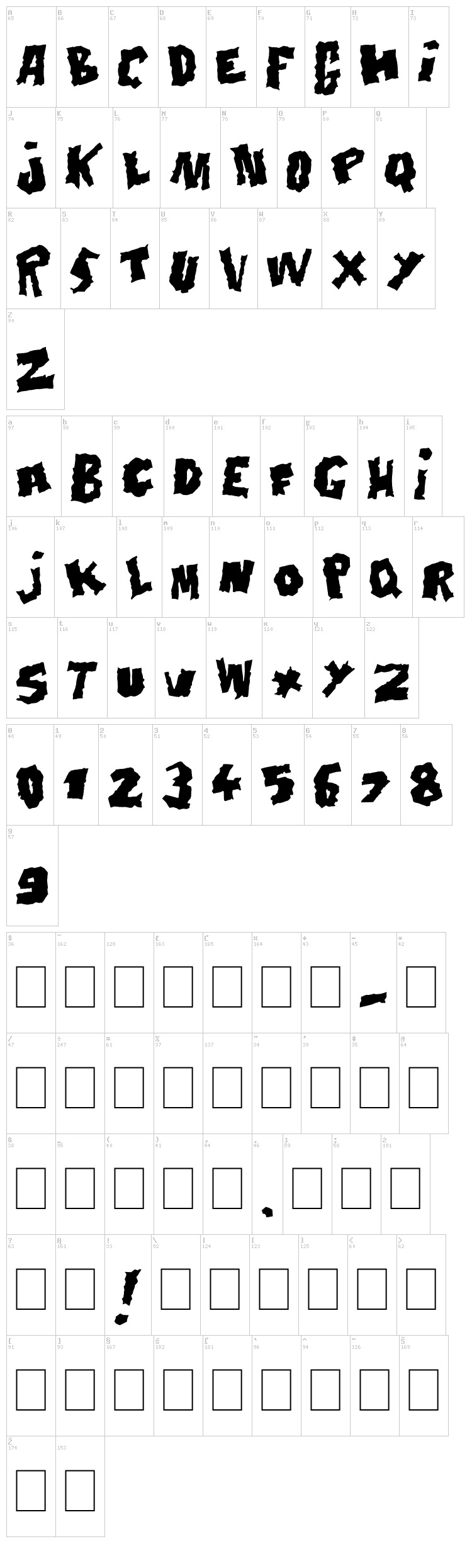 Doonga font map